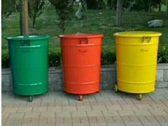 物业小区环卫垃圾桶300升铁质圆桶 美观耐用不易褪色