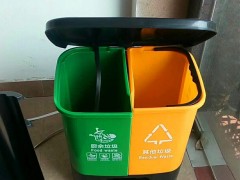厨余塑料脚踏垃圾桶 干湿分类双格桶 定制批发